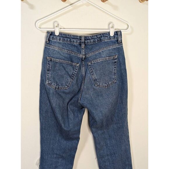 TopShop Mom Jeans Distressed Knees Blue Denim Jeans - Size W26 L28 Petite - Picture 5 of 7